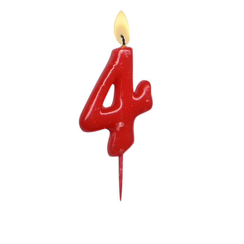Vente bougie : Bougie anniversaire chiffre 4 Rouge Patisdecor