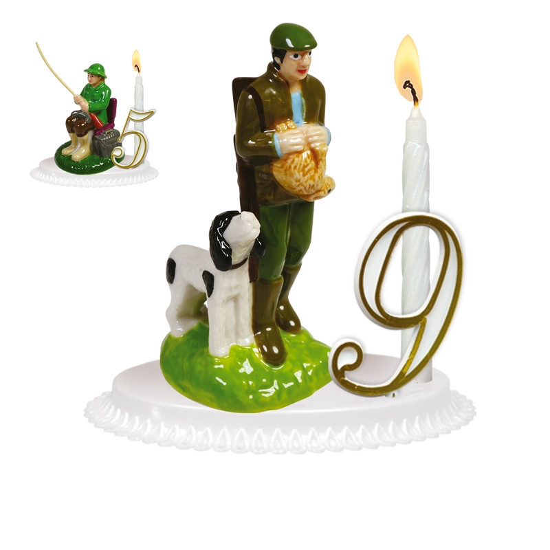 Porte-bougies "Sports et Loisirs" : Chasse et pêche porcelaine