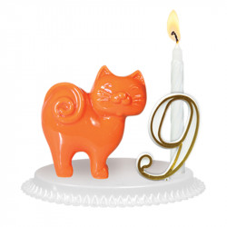 Porte-bougies "ANIMAUX" : Chats colorés assortis,  modèle orange