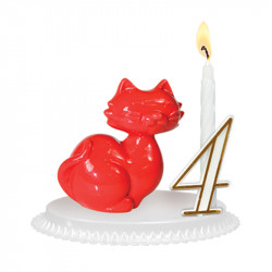 Porte-bougies "ANIMAUX" : Chats colorés assortis,  modèle rouge